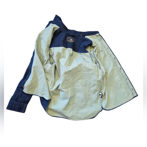 Freedom Foundry Men’s Navy Speckled Cotton Shirt Jacket M Lined Heavy Flannel - Picture 4 of 11